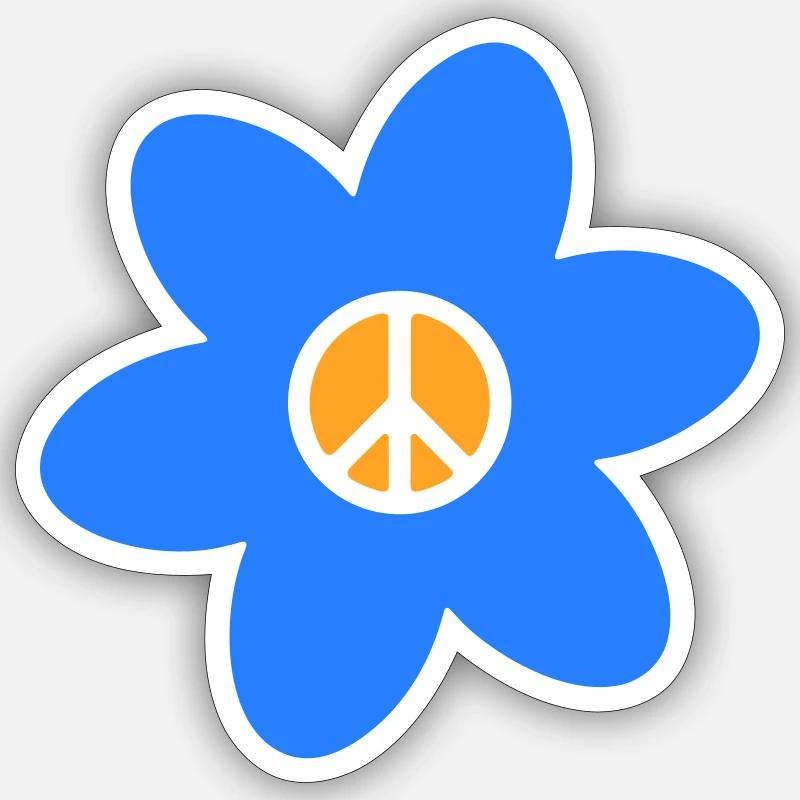 Blume mit Friedenszeichen - Sticker Größe S (10 x 10 cm) - Mattweiß