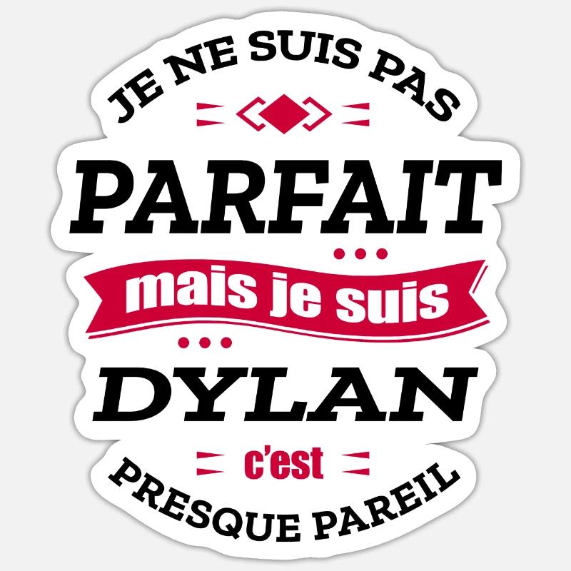 DYLAN PARFAIT - PRENOM DYLAN - Sticker taille S (10 x 10 cm) - blanc mat
