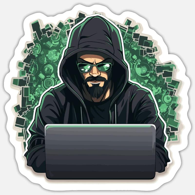 Ethical Hacker - Illustration - Sticker Größe S (10 x 10 cm) - Mattweiß