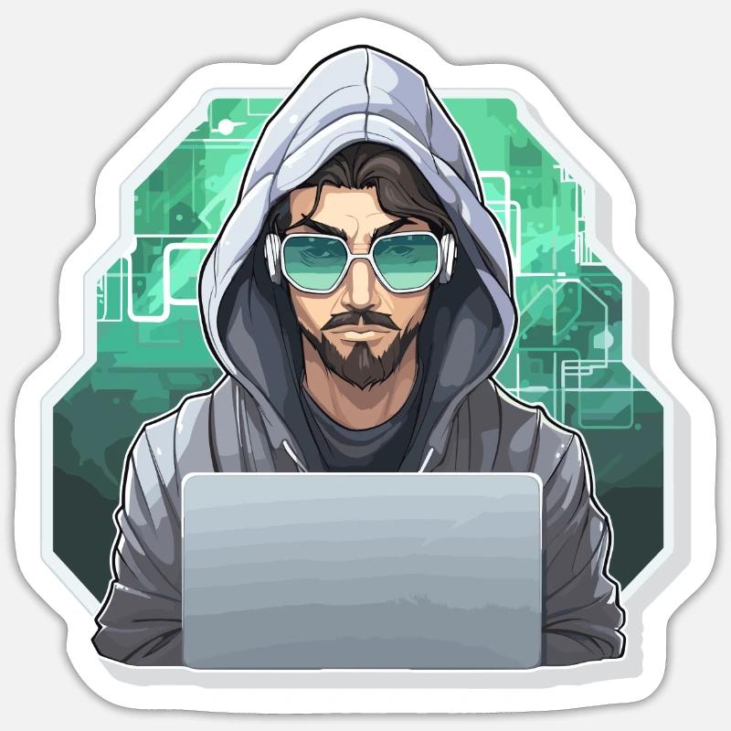 Hacker éthique - Illustration - Sticker taille S (10 x 10 cm) - blanc mat