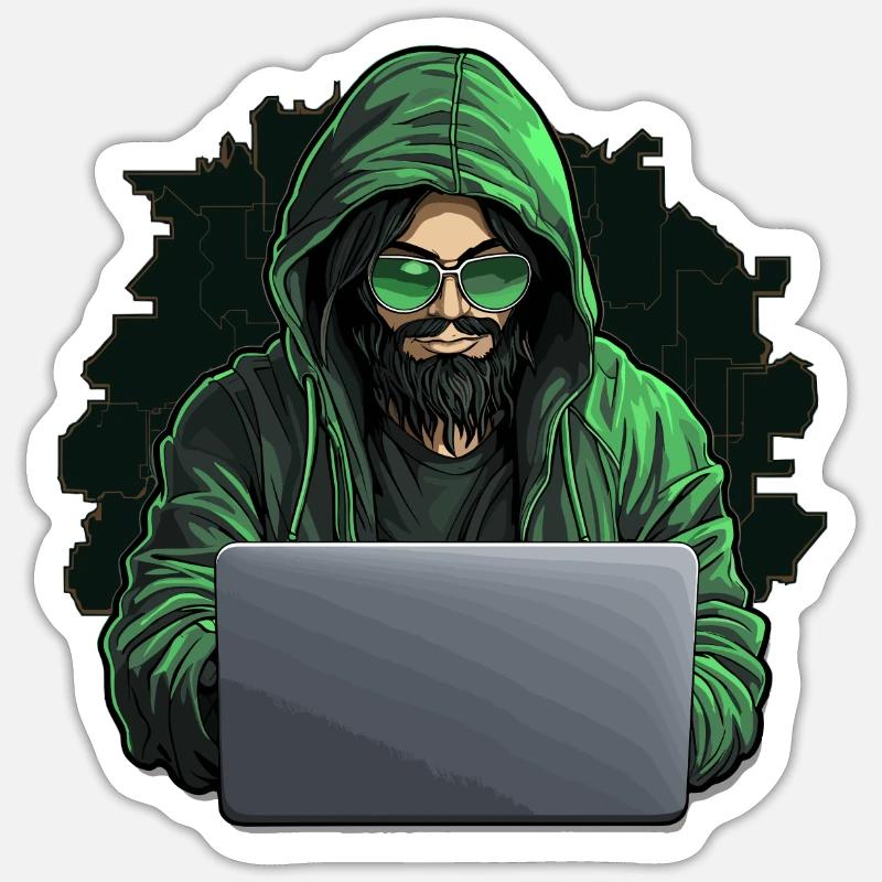 Hacker éthique - Illustration - Sticker taille S (10 x 10 cm) - blanc mat