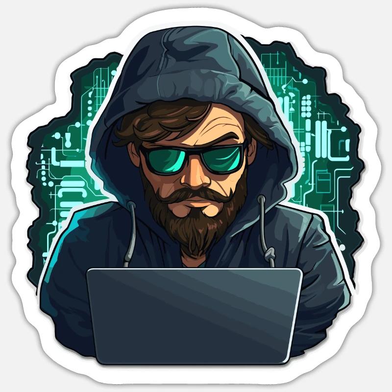 Hacker éthique - Illustration - Sticker taille S (10 x 10 cm) - blanc mat