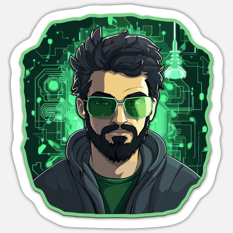 Hacker éthique - Illustration - Sticker taille S (10 x 10 cm) - blanc mat