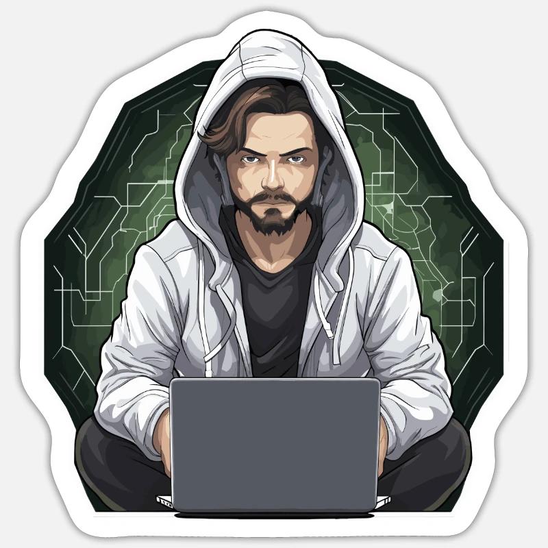 Hacker éthique - Illustration - Sticker taille S (10 x 10 cm) - blanc mat