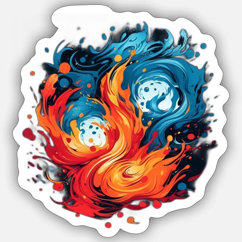 Feuer & Eis - Sticker Größe S (10 x 10 cm) - Mattweiß