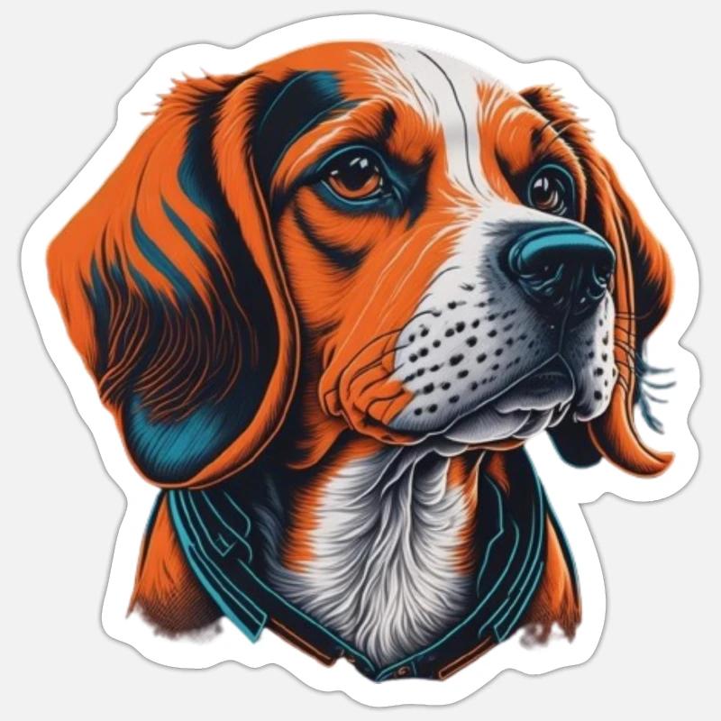 Beagle Kopf - Sticker Größe S (10 x 10 cm) - Mattweiß