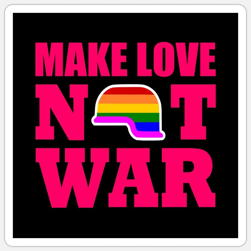 Make love not war - Sticker taille S (10 x 10 cm) - blanc mat