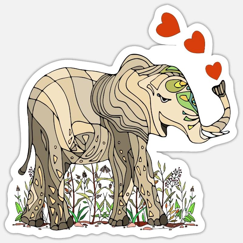 Éléphant - Sticker taille S (10 x 10 cm) - blanc mat