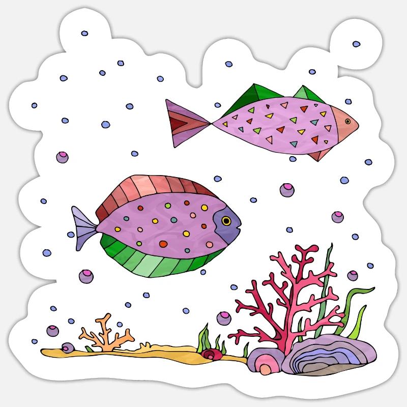 Fische - Sticker Größe S (10 x 10 cm) - Mattweiß