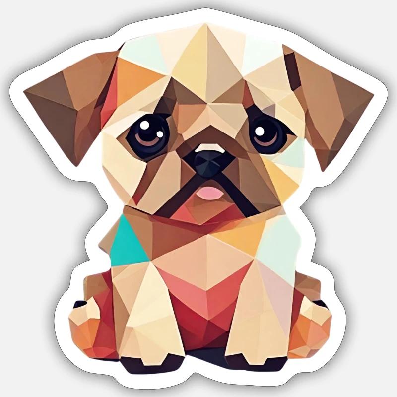 Polygon Mops Sticker Größe S (10 x 10 cm)