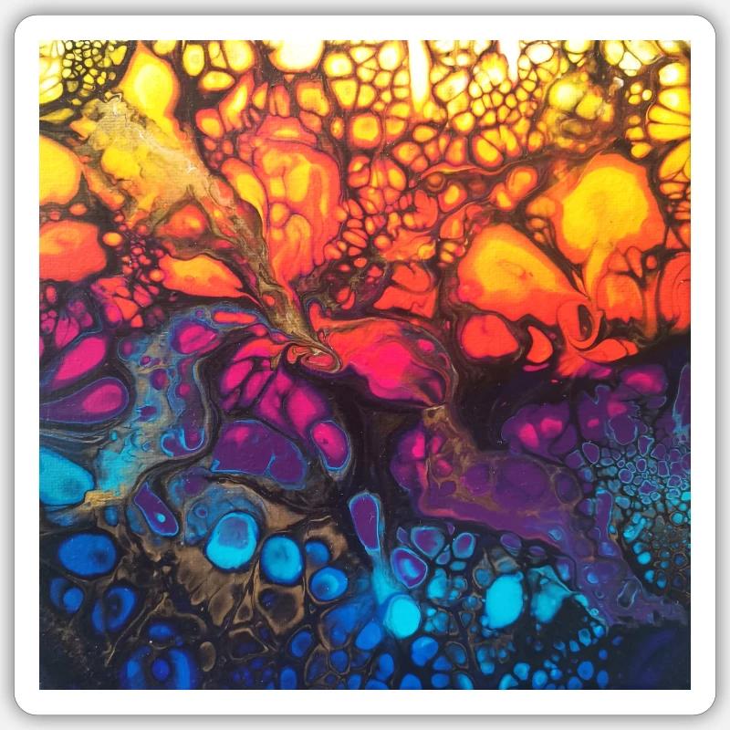 Acrylic Pouring Regenbogen Sticker Größe S (10 x 10 cm)
