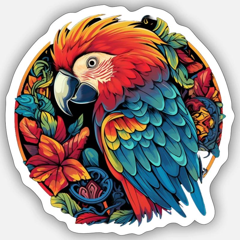 Perroquet - Sticker taille S (10 x 10 cm) - blanc mat