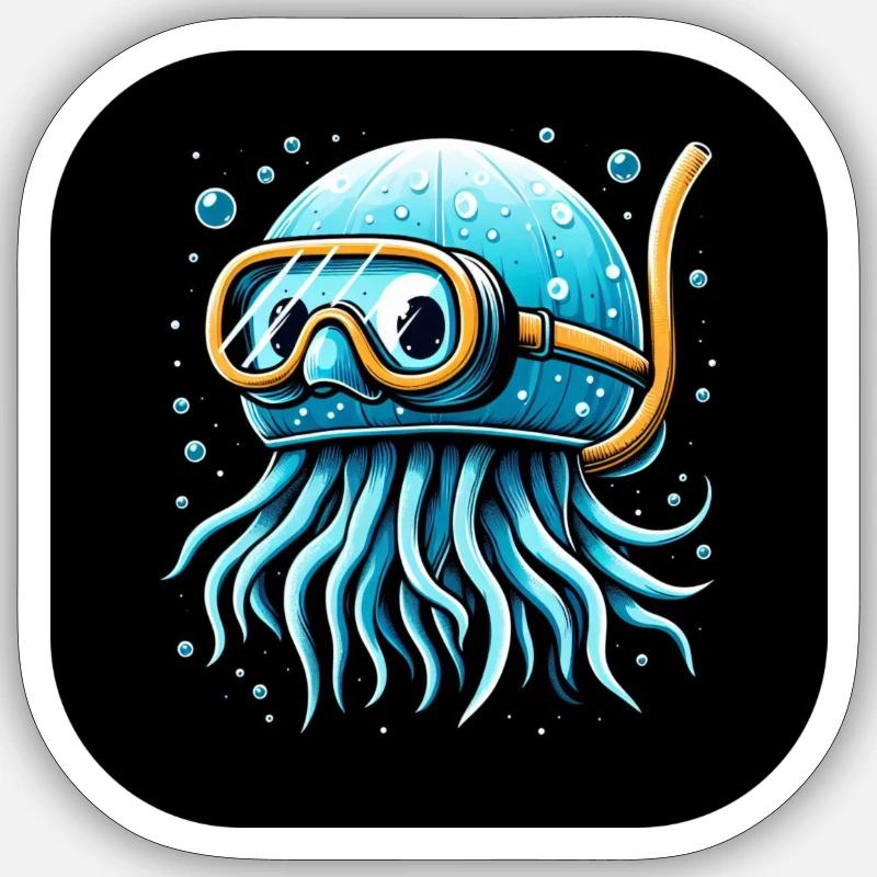 Octopus with Diving Goggles Comic Sticker size S (10 x 10 cm)