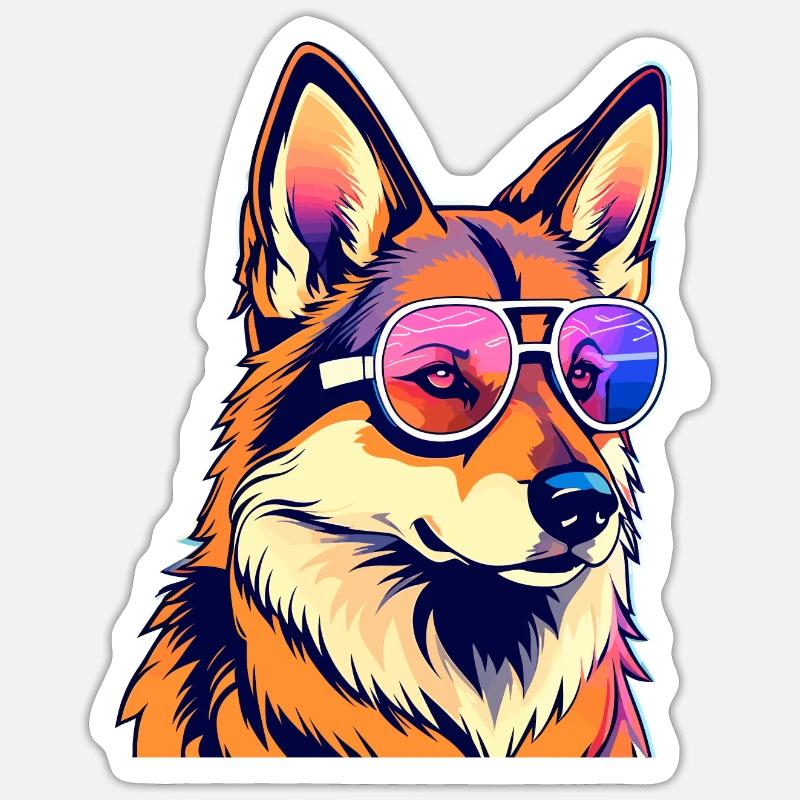 German Shepherd Illustration - Sticker size S (10 x 10 cm) - white matte