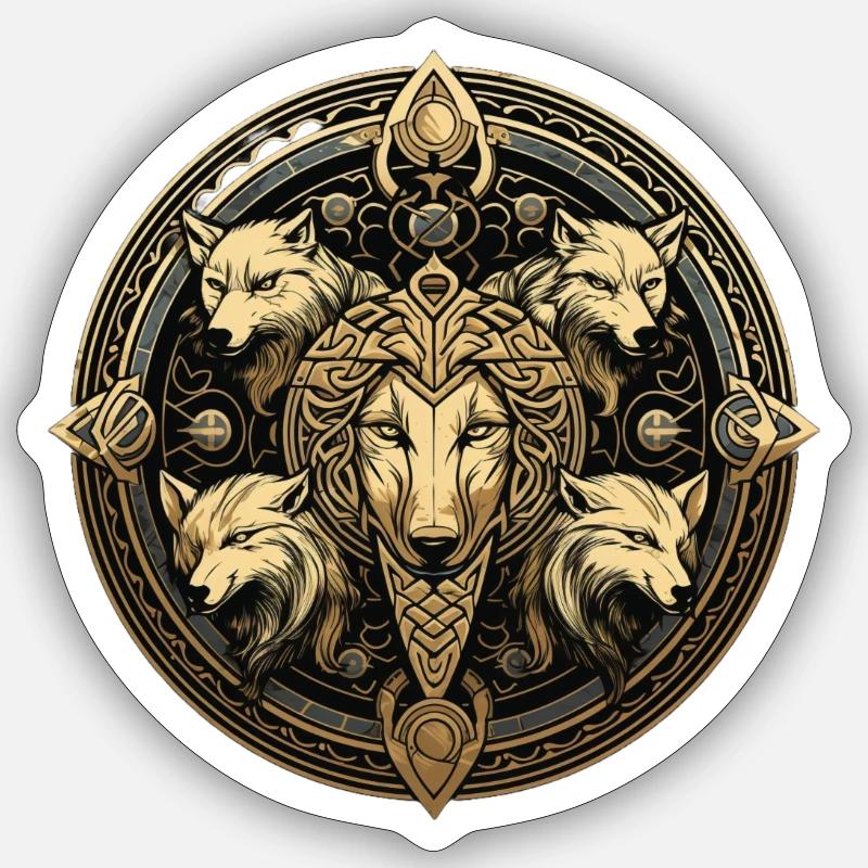 Mystical Wolf Circle - Sticker size S (10 x 10 cm) - white matte