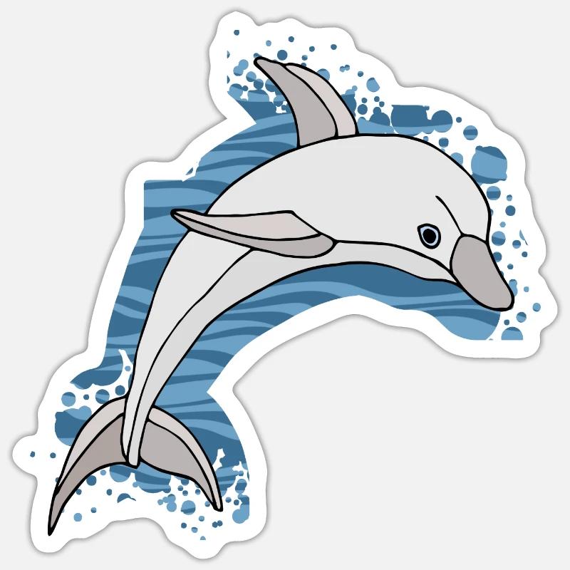 Delfin - Sticker Größe S (10 x 10 cm) - Mattweiß