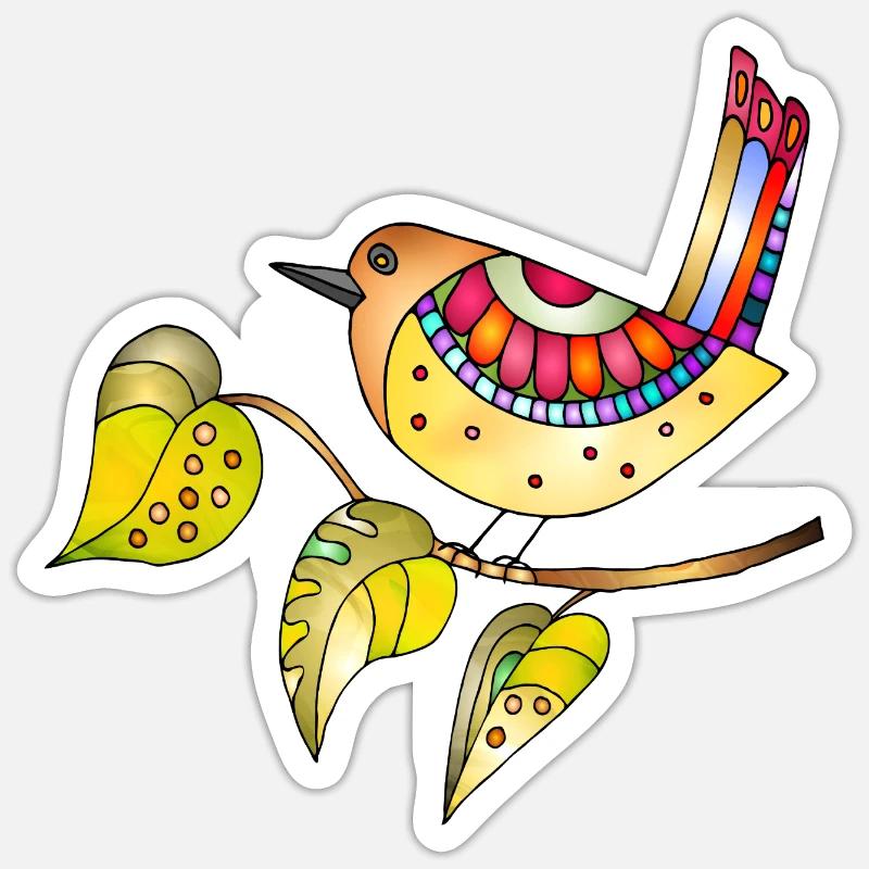 Bunter Vogel - Sticker Größe S (10 x 10 cm) - Mattweiß