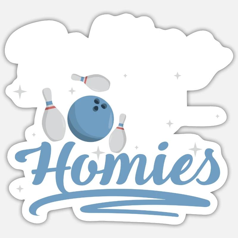 Joueurs amateurs de bowling - Sticker taille S (10 x 10 cm) - blanc mat