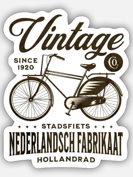Vintage HollandRad Niederlande Fahrrad - DieAlpDes - Sticker Größe S (10 x 10 cm) - Mattweiß