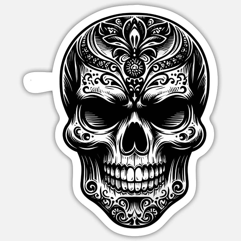 Dessin noir et blanc - Sticker taille S (10 x 10 cm) - blanc mat