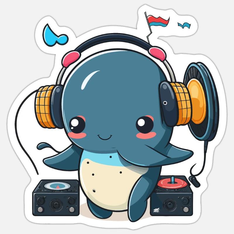 Wal-Beats - Sticker Größe S (10 x 10 cm) - Mattweiß