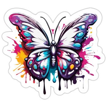 Schmetterling / Tier / Insekt / fliegen / Sommer - Sticker Größe S (10 x 10 cm) - Mattweiß - Vorne