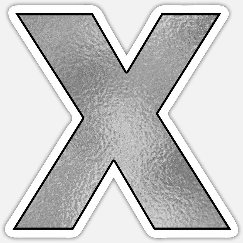 Buchstabe X Silber Sticker Größe S (10 x 10 cm)