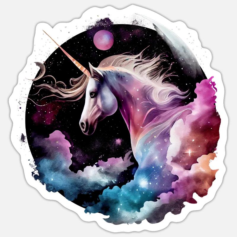 Magisches Einhorn - Sticker Größe S (10 x 10 cm) - Mattweiß