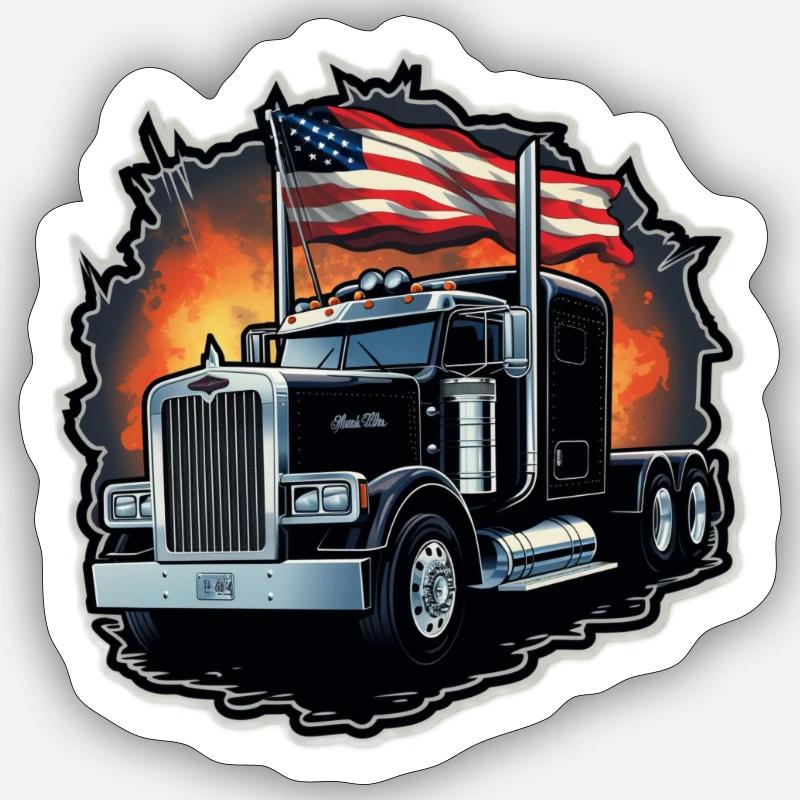 U.S. Peterbilt - Sticker Größe S (10 x 10 cm) - Mattweiß