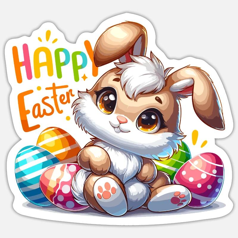Happy Easter - Easter Bunny Illustration Sticker Größe S (10 x 10 cm)