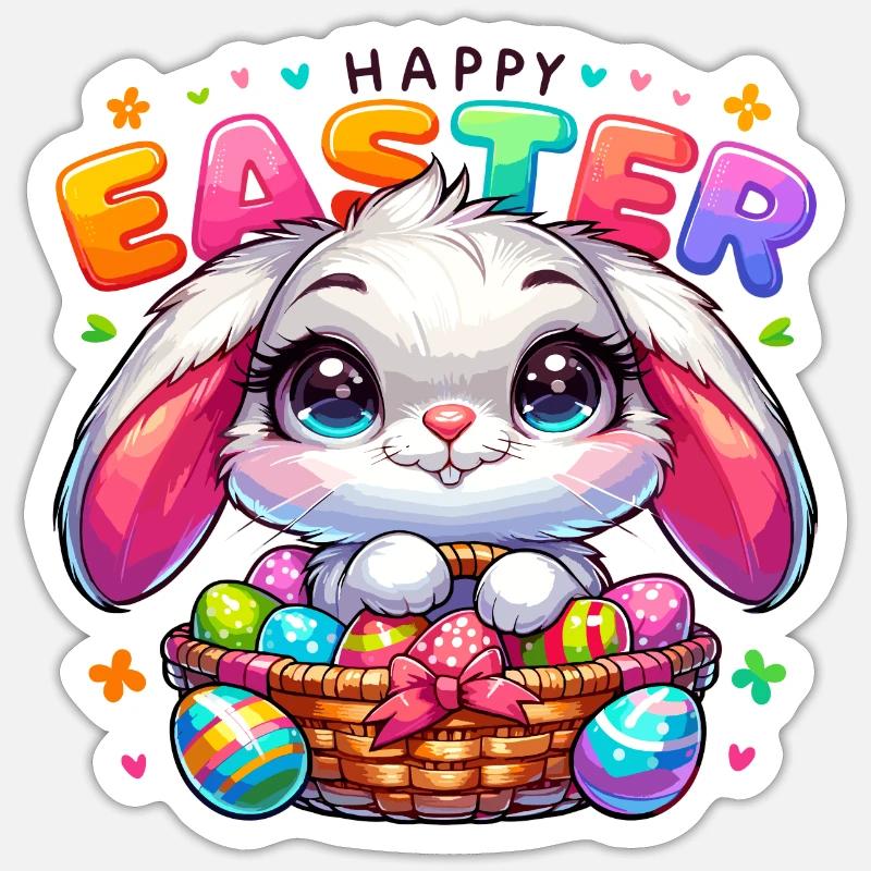 Happy Easter - Easter Bunny Illustration Sticker Größe S (10 x 10 cm)