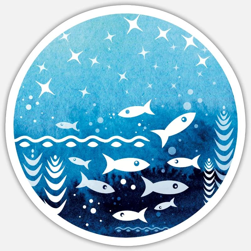 winter fish Sticker size S (10 x 10 cm)