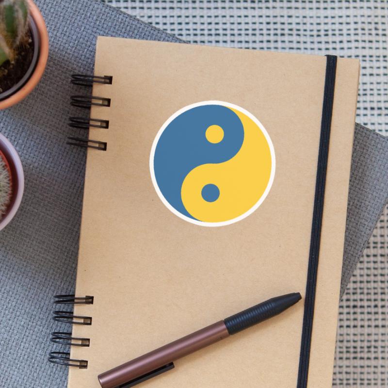Yin und Yang Symbol in Blau & Gelb Python Coder Sticker Größe S (10 x 10 cm)