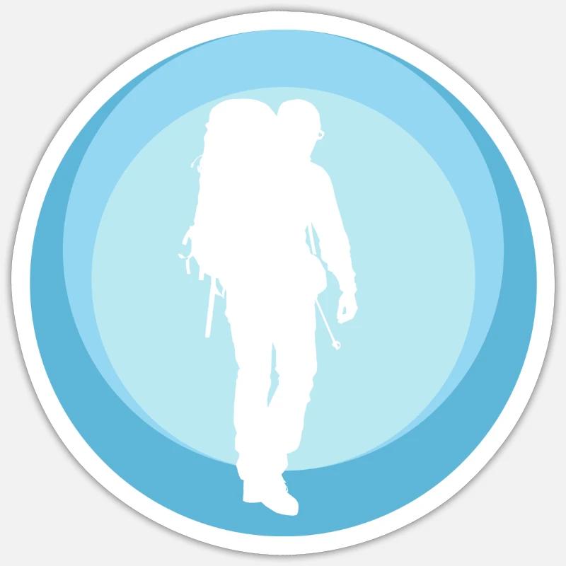 Backpacking Backpacker Pilger - Sticker Größe S (10 x 10 cm) - Mattweiß