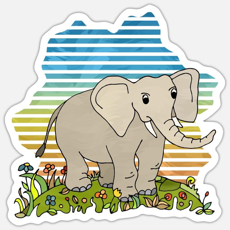 Elefant - Sticker Größe S (10 x 10 cm) - Mattweiß