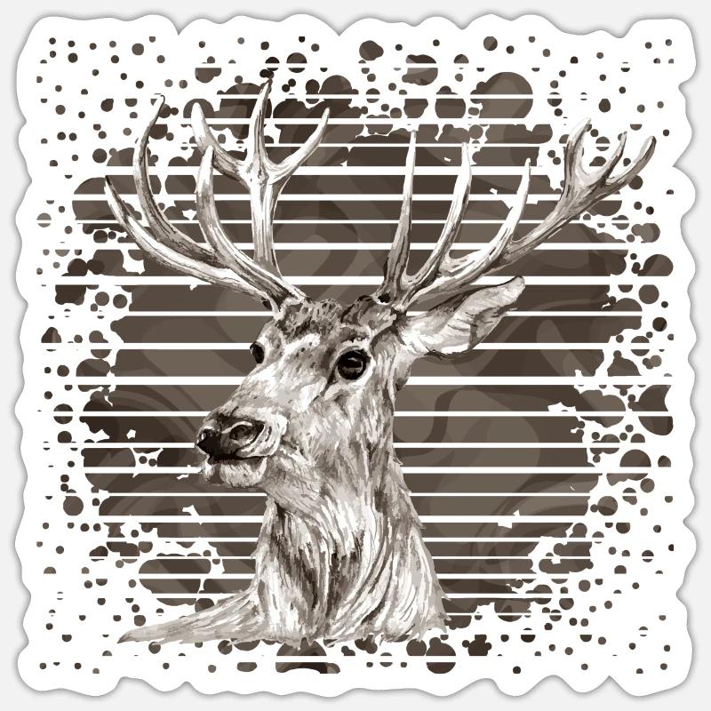 Hirsch - Sticker Größe S (10 x 10 cm) - Mattweiß