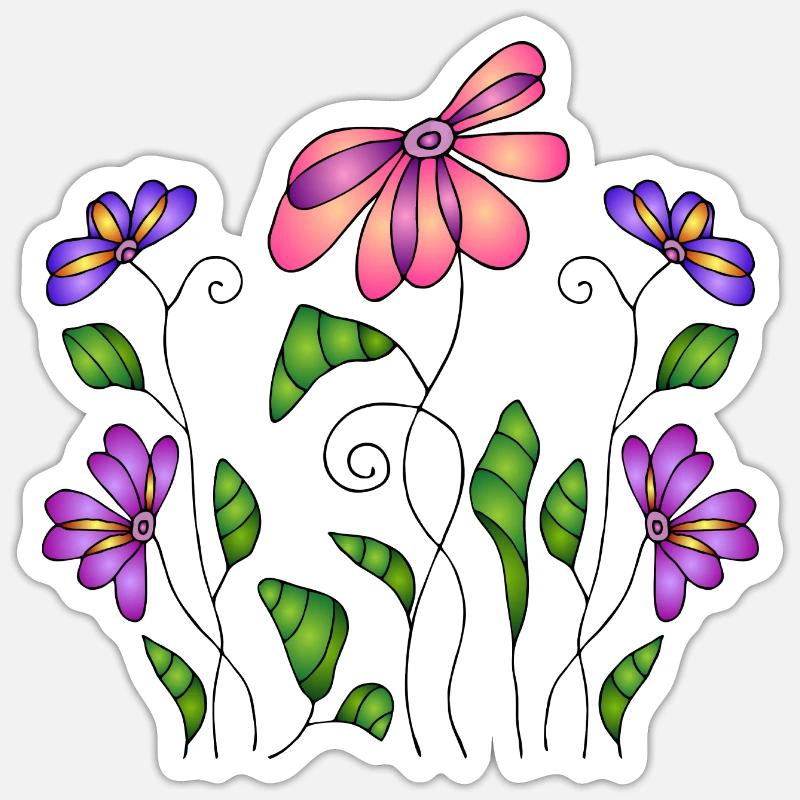 Fleur - Sticker taille S (10 x 10 cm) - blanc mat
