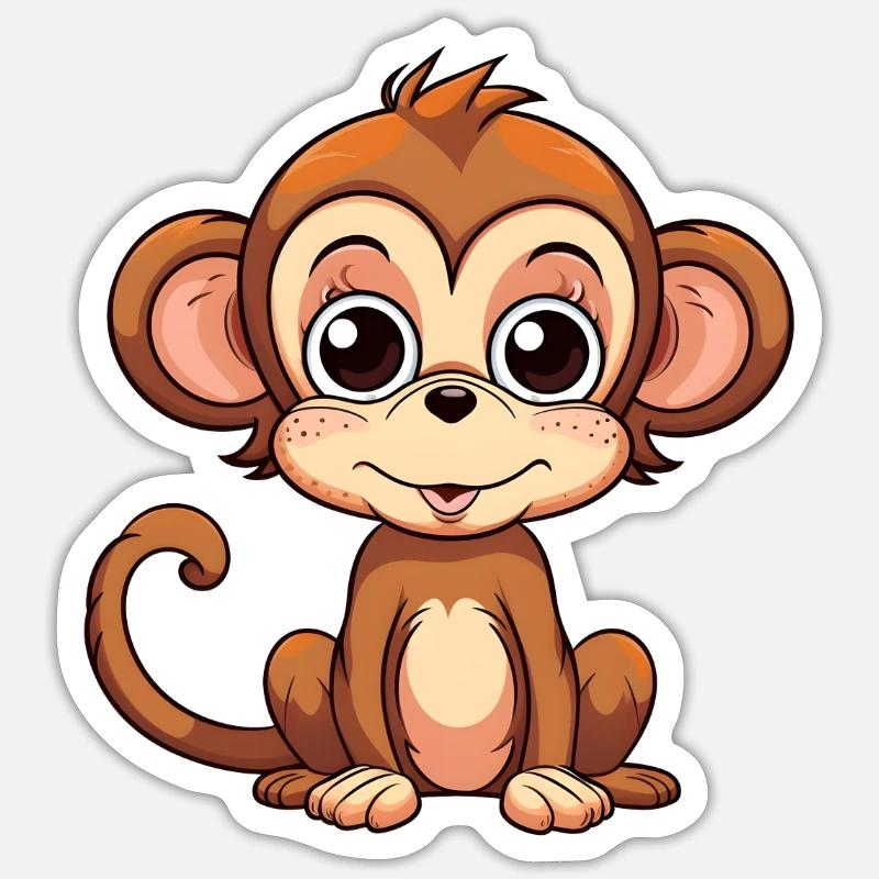 Cartoon monkey is smiling - Sticker size S (10 x 10 cm) - white matte