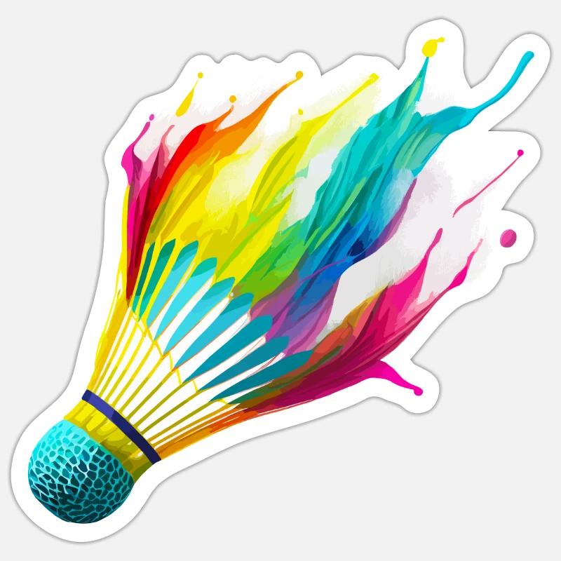 Badminton - Sticker Größe S (10 x 10 cm) - Mattweiß