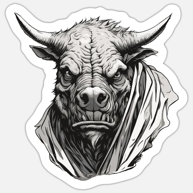 Toro / Toro / Animale / Corna / Corrida - Sticker formato S (10 x 10 cm) - bianco opaco