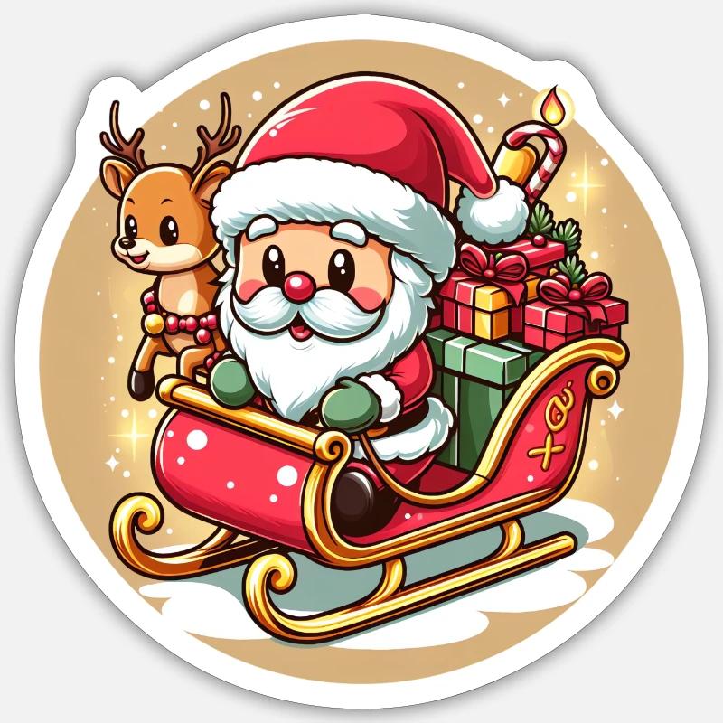 Weihnachtsmann - Sticker Größe S (10 x 10 cm) - Mattweiß
