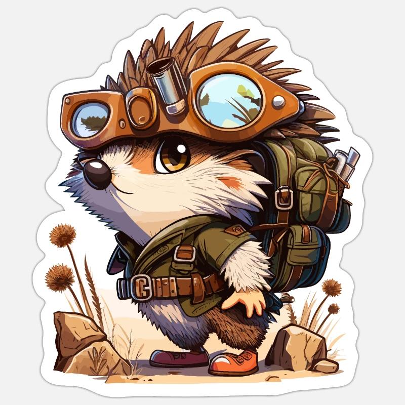 Aventures de hérisson - Sticker taille S (10 x 10 cm) - blanc mat