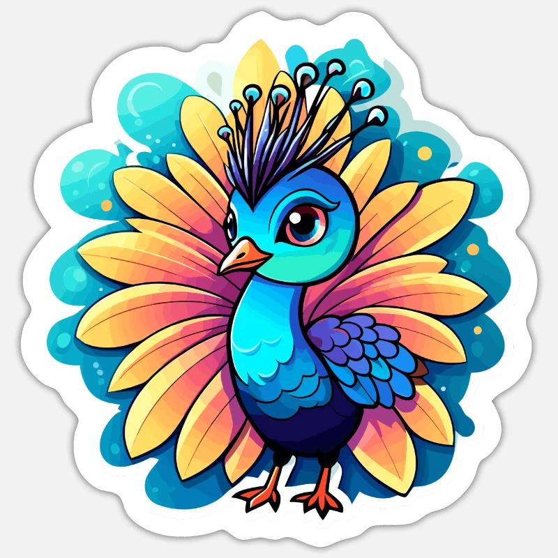 Peacock Bird Drawing Sticker size S (10 x 10 cm)