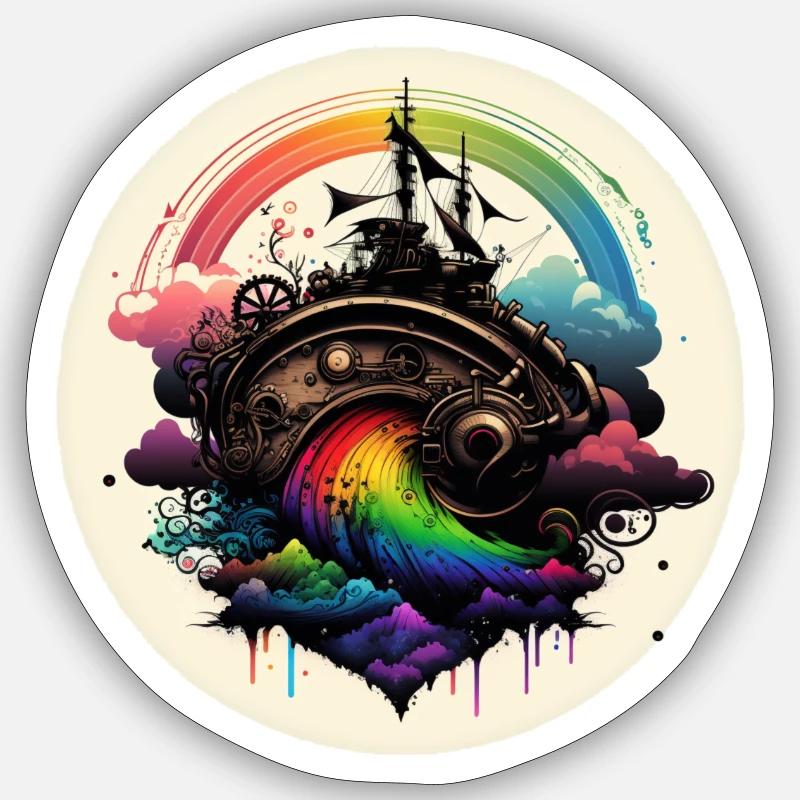 Schloss Regenbogen - Sticker Größe S (10 x 10 cm) - Mattweiß