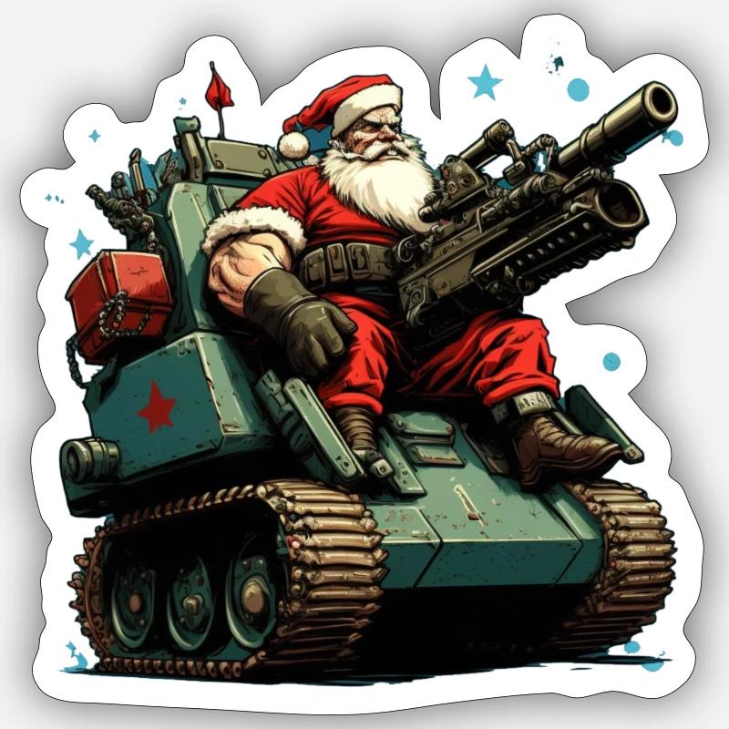 Weihnachtsmann - Sticker Größe S (10 x 10 cm) - Mattweiß