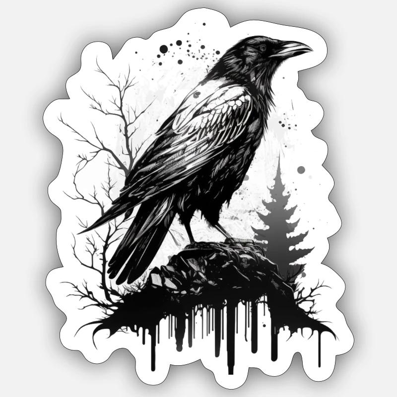 Krähe - Sticker Größe S (10 x 10 cm) - Mattweiß