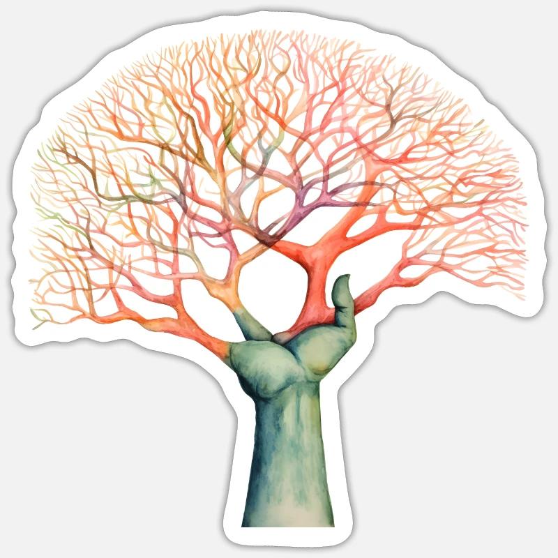 Tree Grows From Hand Design Sticker size S (10 x 10 cm)
