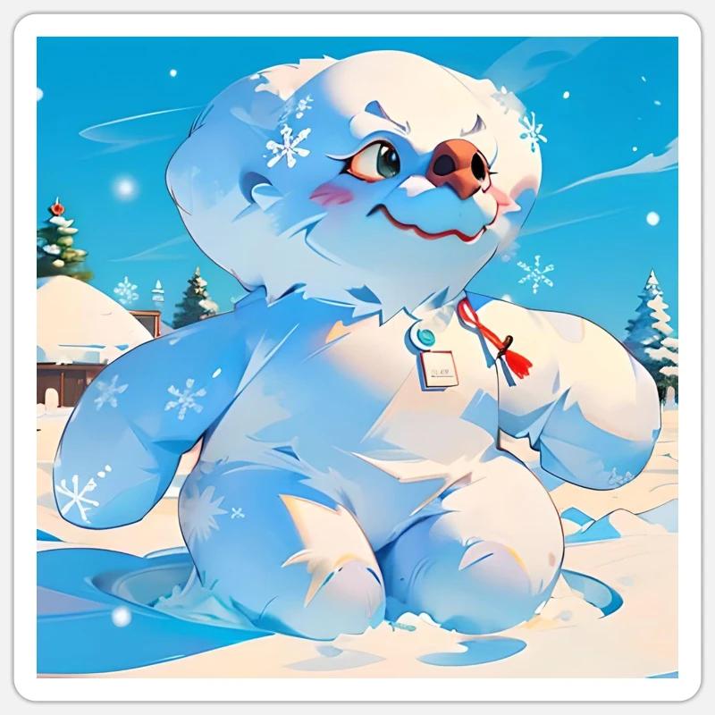 Schneemann - Sticker Größe S (10 x 10 cm) - Mattweiß
