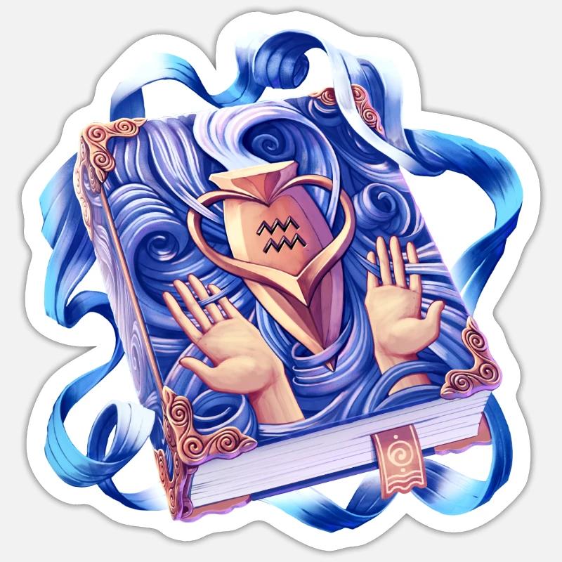 Zodiac Grimoire - Type Aquarius - Sticker Größe S (10 x 10 cm) - Mattweiß