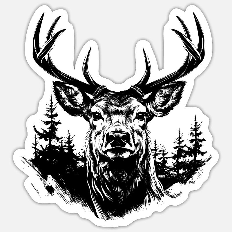Cerf - Sticker taille S (10 x 10 cm) - blanc mat